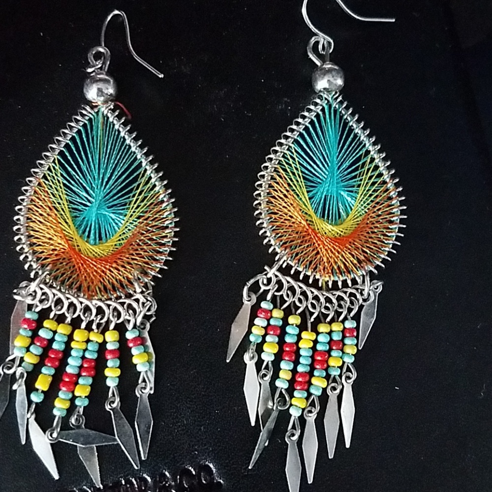 Woven dangling earrings (2) - Picture 2 of 3